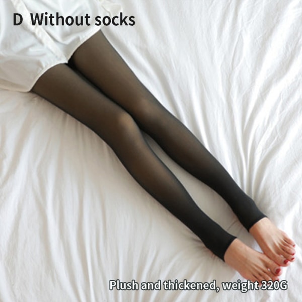 Vintervarme Leggings Dame Tykk Fleece Leggings Høy midje Transparent Black Without Socks 320G