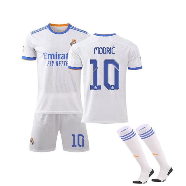 Real Madird Home Kids Miesten Jalkapallosarjat Jalkapallo Jersey Harjoitus T-paita Puku 21/22 BENZEMA / HAZARD / MODRIC 10 - MODRIC XS (160-165cm)