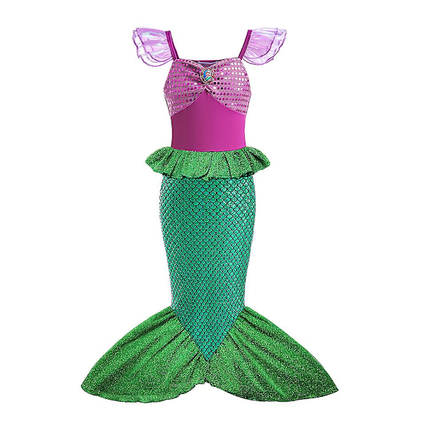 Lilla sjöjungfrun Ariel Prinsessan Kostym Barnklänning För tjejer Cosplay Barn Karneval Födelsedagsfest Kläder Sjöjungfruklänning 7-8T(size 140) Mermaid D