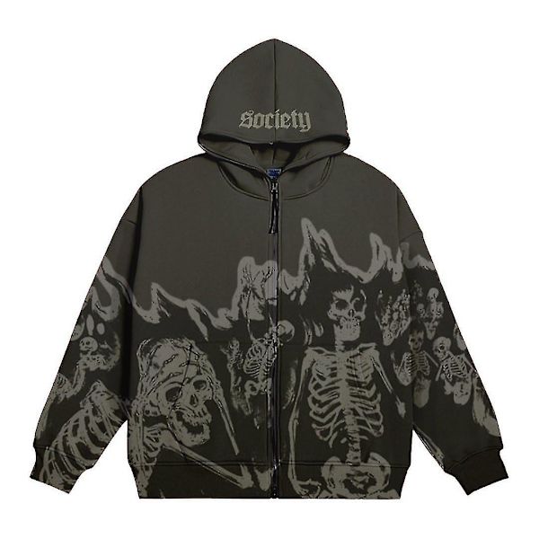 Miesten Streetwear Retro Made Old Englanti vetoketjullinen huppari Y2k löysä monipuolinen huppari Oversized collegepaita Gothic toppi Sky Blue M
