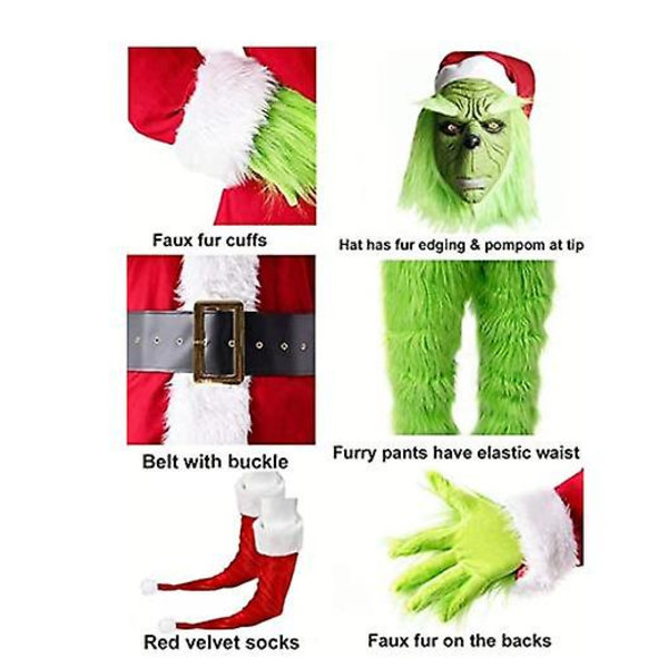Julegrønt monsterkostyme - 7 julenissekostyme Deluxe F L and XL