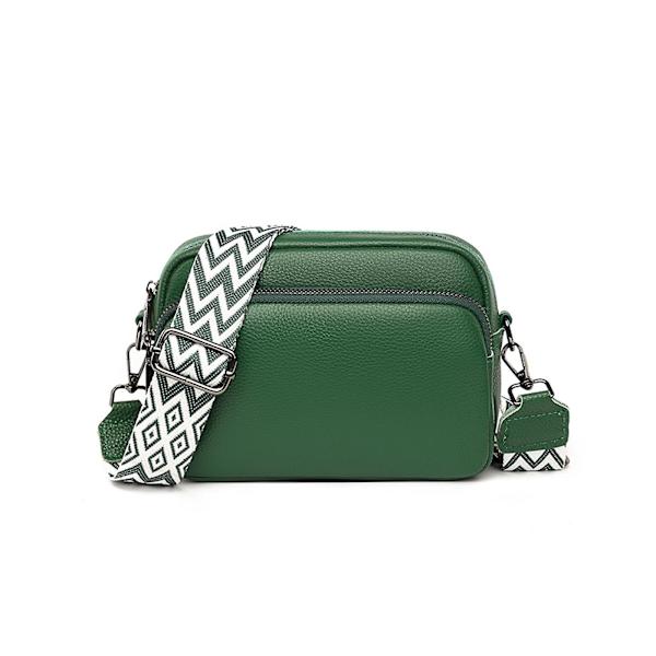 crossbody väska Dam läder liten axelväska med dragkedja green