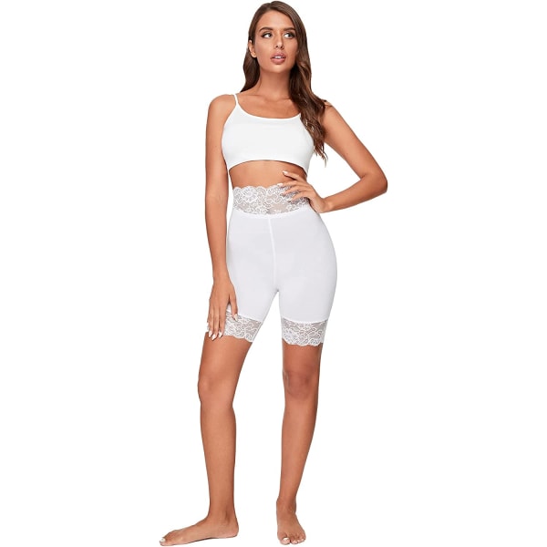 HAUFR Naisten Slip-alushousut Stretch Mid Reiteen leggingsit Biker Shortsit White Small