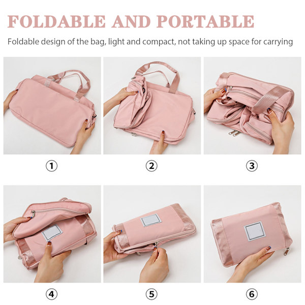 Sammenleggbar Weekendbag Vanntett Skulderveske Treningsveske Skulderveske Sportsbag Weekendbag Reiseveske rosa pink