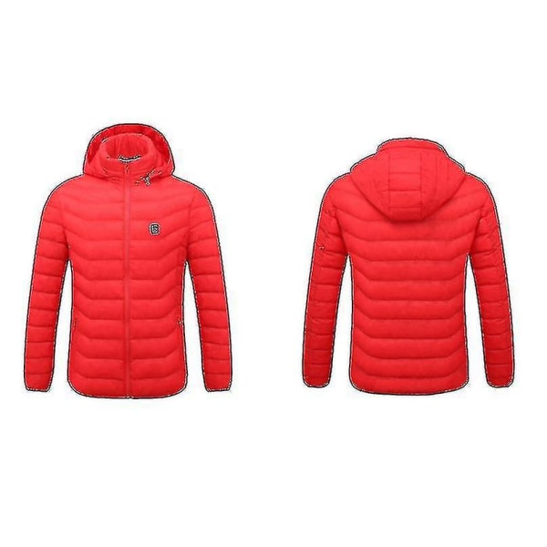 Oppvarmet jakke, Vinter utendørs Varm elektrisk oppvarming Coat, 8 varmesoner Red 3XL