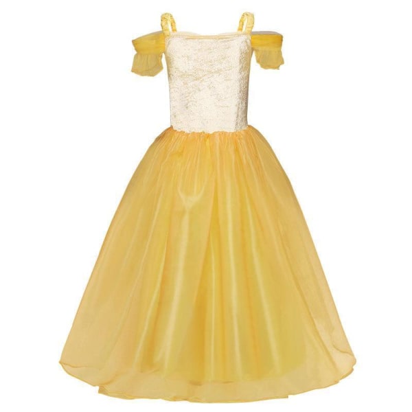 Princess Belle klänning Skönheten & odjuret  + 7 extra tillbehör Yellow 120  cm
