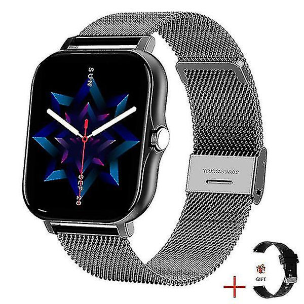 Sportsarmbånd Smart Watch Bluetooth Call Full Touch Screen Fitness Tracker Pulsklokke Black