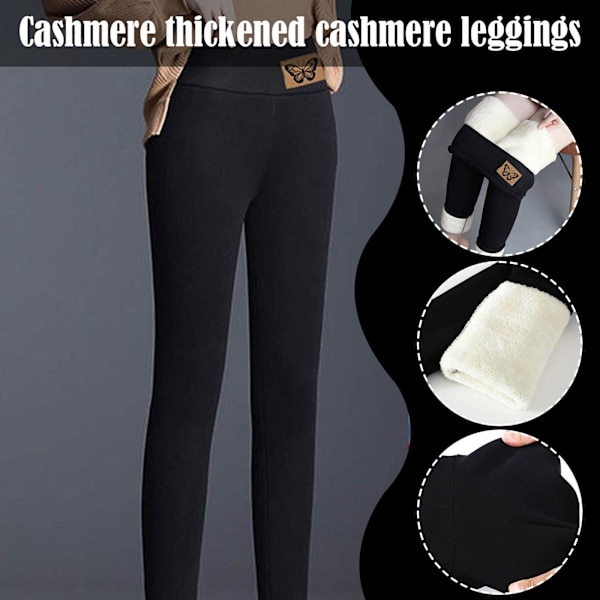 Kvinder Vinter Tykke Leggings Bukser Fleece Foret Termisk Stretchy BLACK L