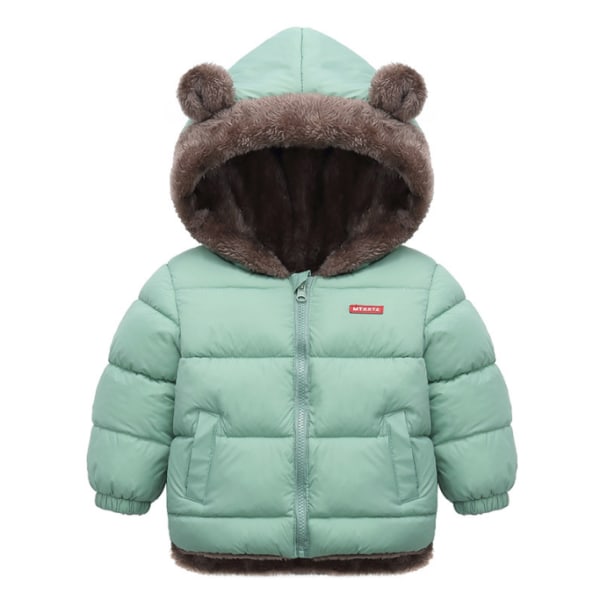 Baby Winter Tjock Varm Jacka Sherpa Fleece Hood Coat light green 110cm