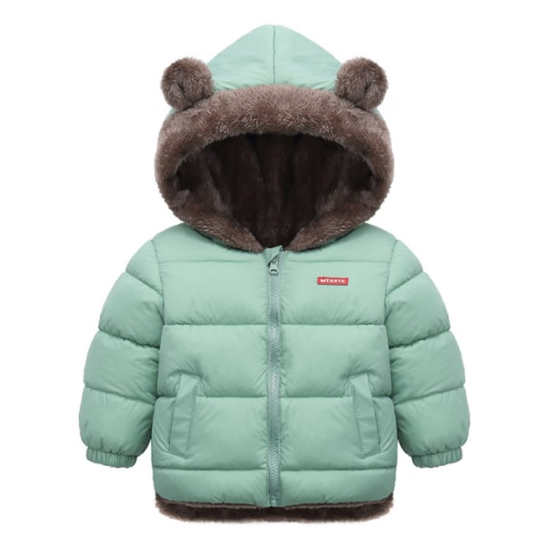 Baby Winter Tjock Varm Jacka Sherpa Fleece Hood Coat light green 130cm