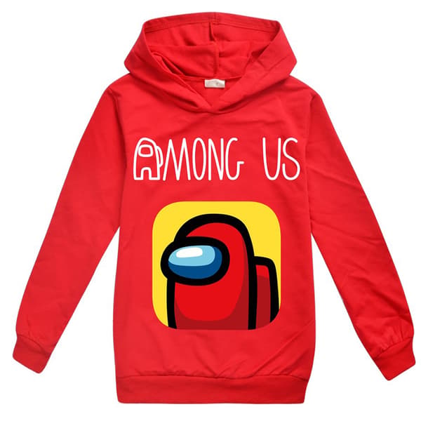 Blant oss tegneseriespilltrykk gutt Sweatshirt barn Uformelle hettegensere red 130cm