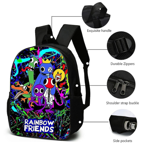 Rainbow Friends Rygsæk Stor Kapacitet Rygsæk Satchel Skoletasker Til Børn Dreng Pige A