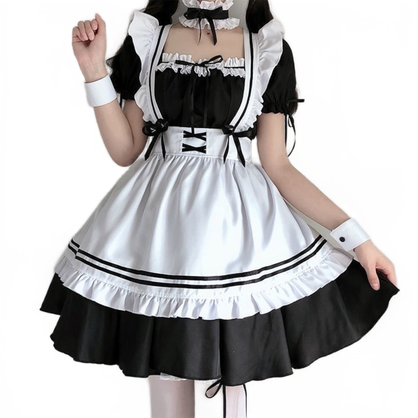 Kvinnor Lovely Maid Cosplay Kostym Kortärmad Retro Maid
