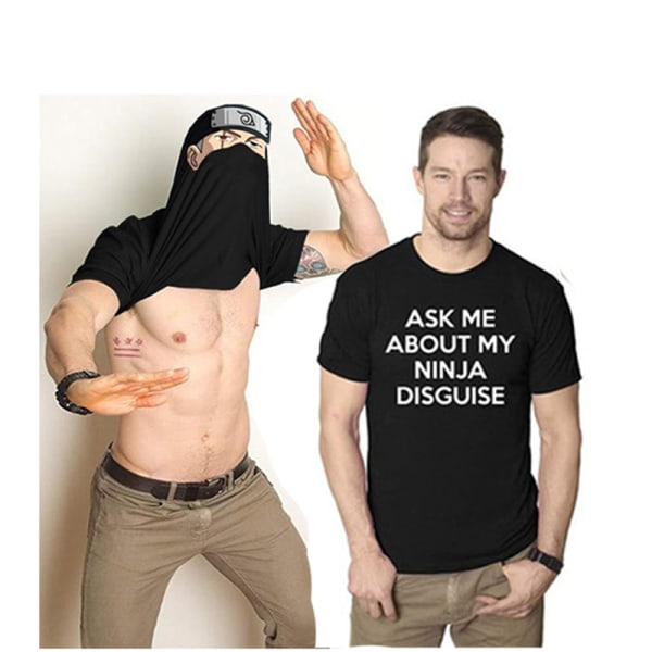 Fråga mig om min Ninja Disguise Flip T-shirt Rolig kostym Graphi Black Naruto XXL