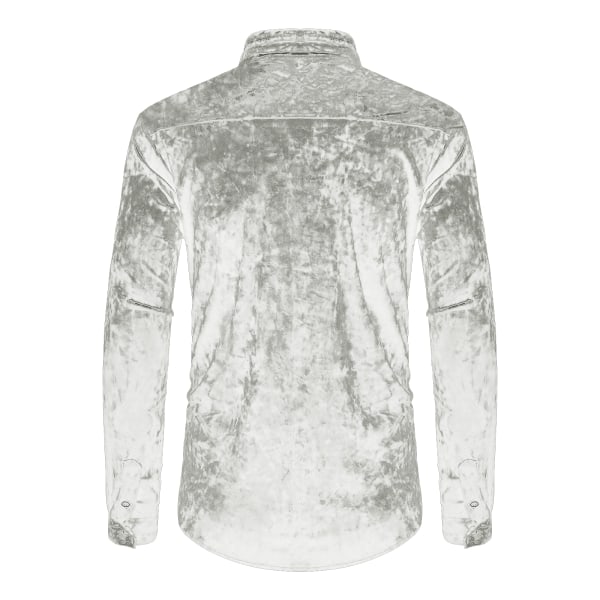 ångärmade för män printed Casual Button Down-skjortor white L