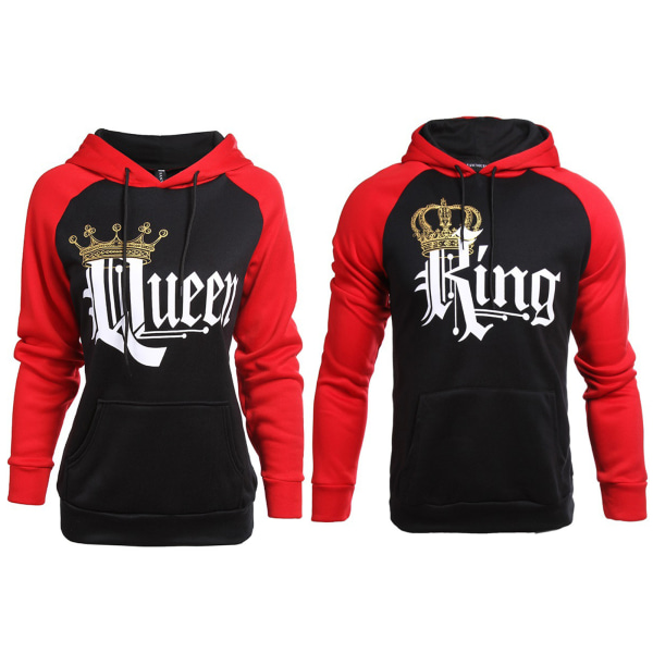 King söt present Bröllopspar Hoodie weatshirt Herr Dam Queen S