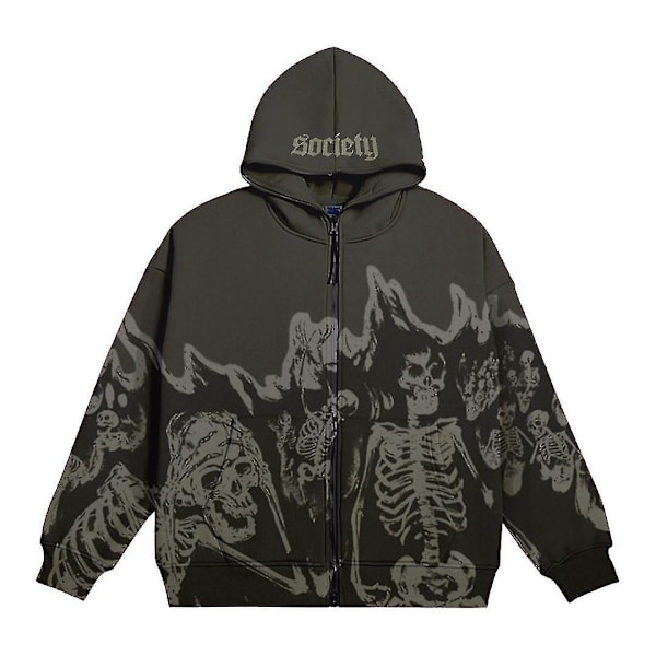 Men's Streetwear Retro Made Old English Zipper Hoodie Y2k Lös Mångsidig Hoodie Oversized Sweatshirt Gothic Top Sky Blue XXL