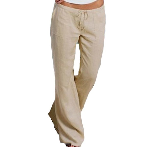 Kvinders afslappede yogabukser i ensfarvet Khaki XL