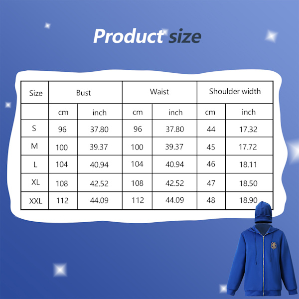 Keskiviikko Adams Xavier Thorpe takki ja hattu cosplay samaa tyyliä a Blue XL