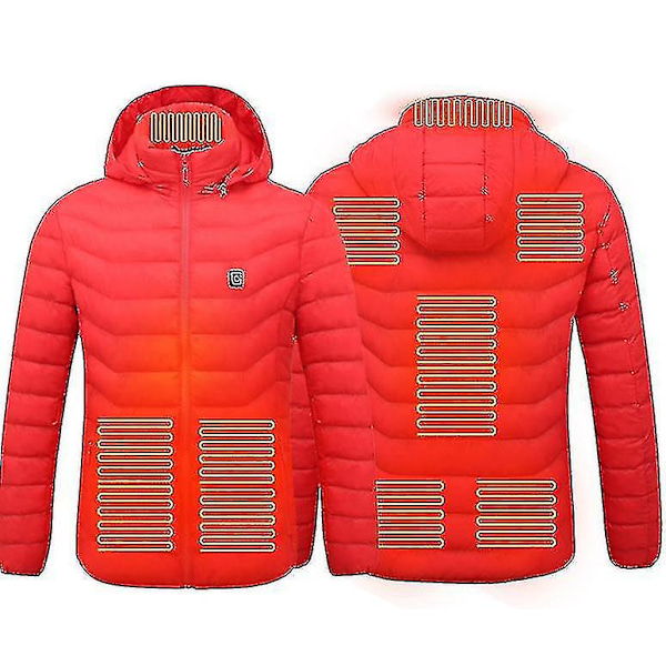 Uppvärmd jacka, Vinter utomhus varm elvärmerock, 8 uppvärmningszoner Red 4XL