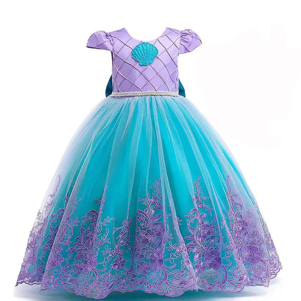 Lilla sjöjungfrun Ariel Prinsessan Kostym Barnklänning För tjejer Cosplay Barn Karneval Födelsedagsfest Kläder Sjöjungfruklänning 6T(size 130) Mermaid D