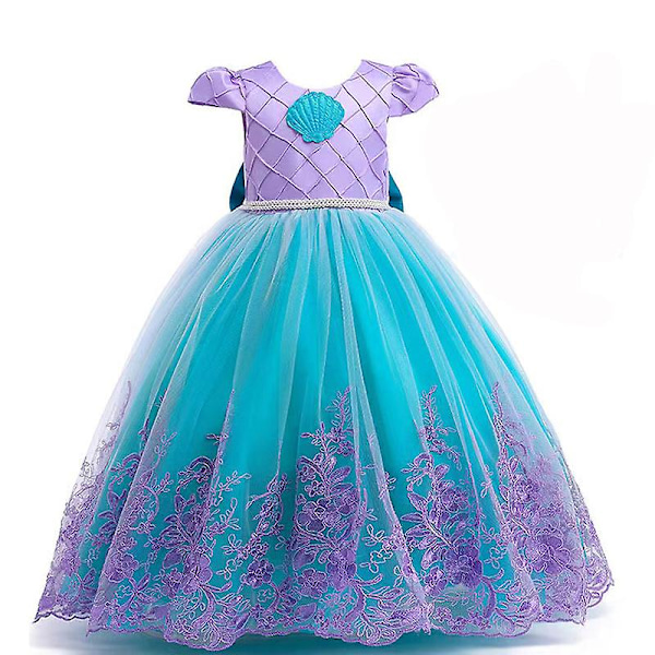 Lilla sjöjungfrun Ariel Prinsessan Kostym Barnklänning För tjejer Cosplay Barn Karneval Födelsedagsfest Kläder Sjöjungfruklänning 7-8T(size 140) Mermaid D