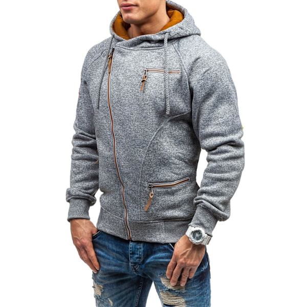 Herre Hettegenser Sport Sweatshirt Fritidsjakke Pullover Julegave Light Grey M