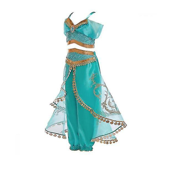 Tyttöjen puku prinsessa Jasmine asu paljeteilla mekko Cosplay Halloween 140cm