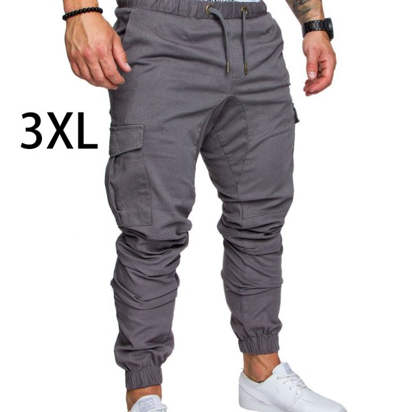 Mænds lommebukser Casual Elastik String Fashion Lange bukser Light Grey 2XL