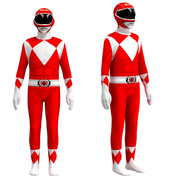 Voksen Barn Power Rangers Mighty Morphin Cosplay Jumpsuit Party Fancy kostyme Red 150