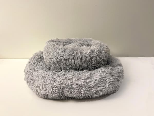 Rund blød, fluffy hundeseng katteseng LightGrey 40 cm