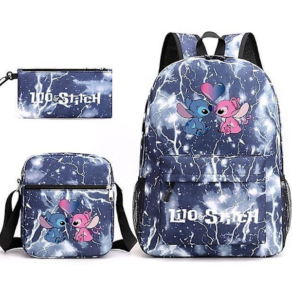 Lilo & Stitch rygsæk Tredelt sæt skoletaske love-thunder blue