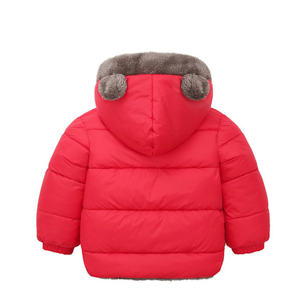 Baby vinter tyk varm jakke sherpa fleece hættefrakke red 100cm