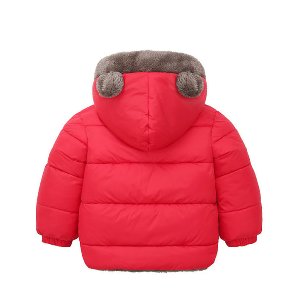 Baby Winter Tjock Varm Jacka Sherpa Fleece Hood Coat red 130cm