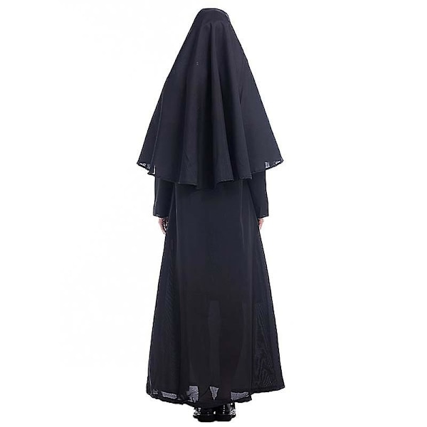 Kauhuelokuva Nunna-asu Naamio Cosplay Aikuinen Pitkä Musta Pelottava Nunna Ghost Vaatteet Univormu Pelottavat Halloween-juhlapuvut Rekvisiitta Costume with mask XXL