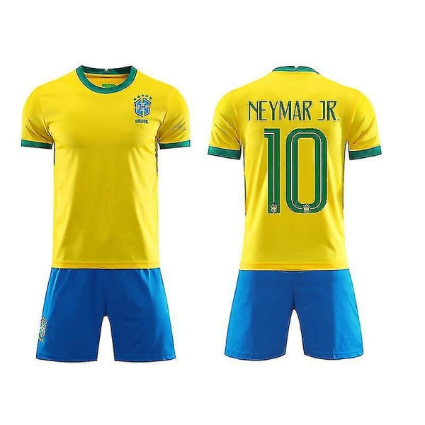 Regenboghorn Fotballsett Fotballdrakt T-skjortedress Neymar Brazil 16(90cm-100cm)
