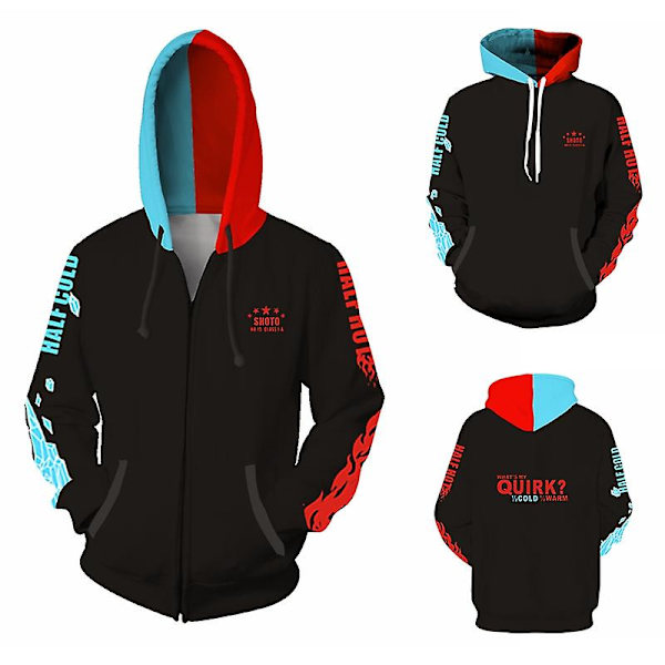My Hero Academia Todoroki hoto Cosplay Kostume Hættetrøjer Pullover Frakke V Black with zipper S