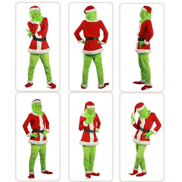Grinch Mask Cosplay Cosplay Kuinka Grinch varasti joulun Costume + Mask XL