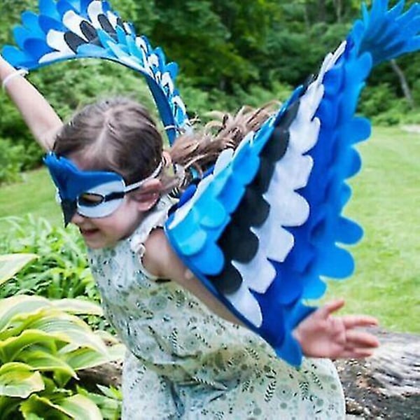 Barn fågelvinge med mask Halloween cosplay kostym Barn fancy djur outfit. W