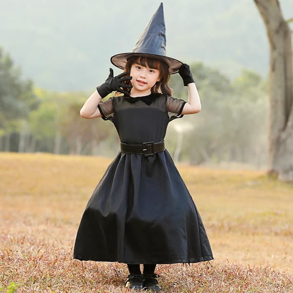 Halloween cosplay sort mesh heks cosplay forældre-barn makeup s
