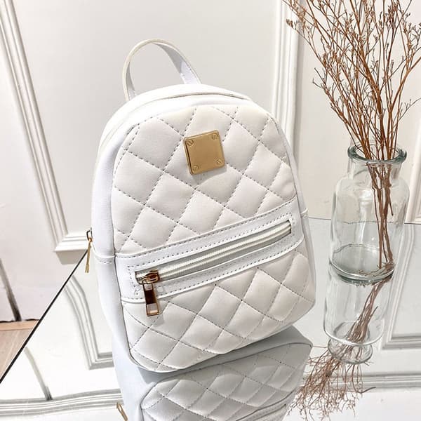 PU Leather Shoulder Mini Small Backpack Multi-Function hvit white