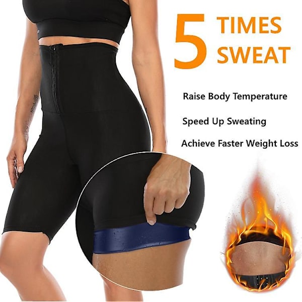Svett Bastu Byxor Kroppsformare Viktminskning Waist Trainer Shapewear Magen Hot Thermo Sweat Leggings Fitness Träning Half-length pants S or M