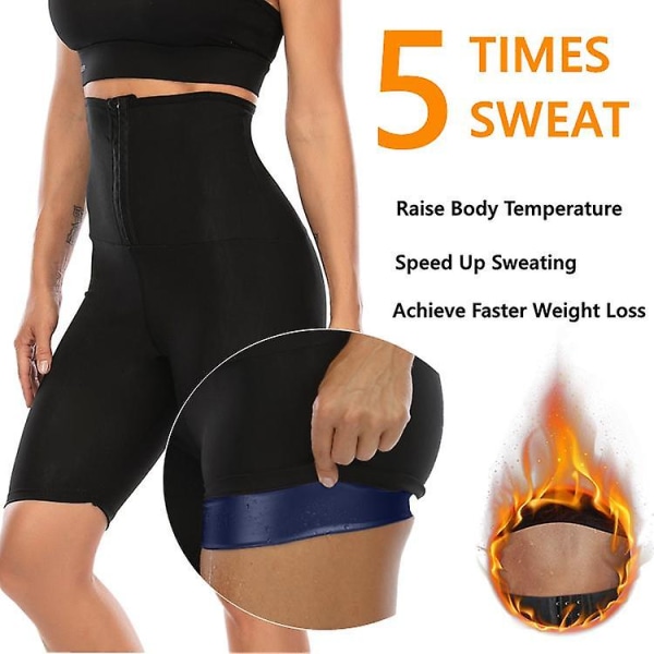 Svette Badstuebukser Kroppsformer Vekttap Slankebukser Midjetrener Shapewear Mage Hot Thermo Sweat Leggings Fitness Trening Half-length pants S or M