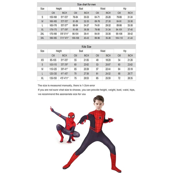 Superhjälte Spiderman Kostym Halloween Cosplay Kostymer Barn  cm 120