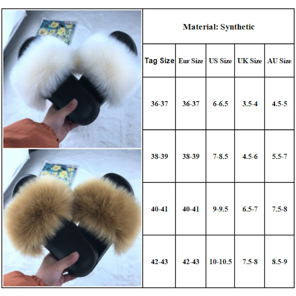 Kvinnor Bekväma Fluffiga Fuskpäls Platt Sliders Tofflor Sandaler Red 41