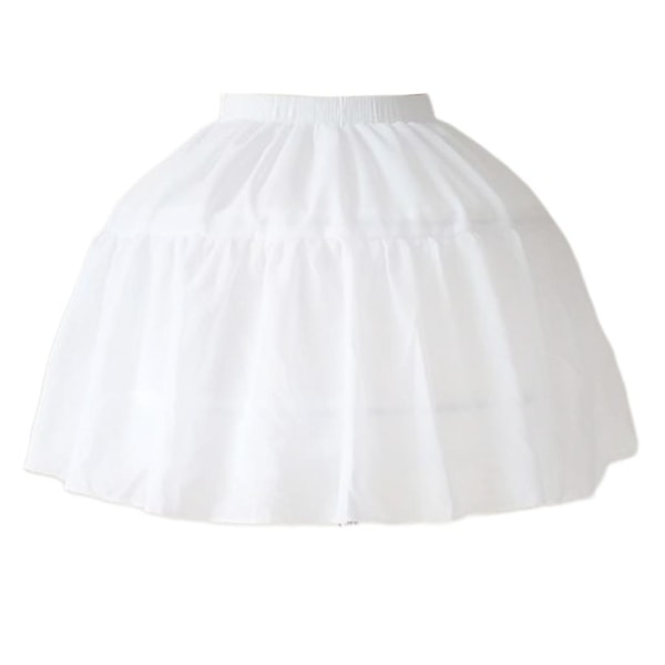 Kvinnor Tjejer Lolita Cosplay Crinoline Underkjol 2 Hoops Tyll Lager Bustle Adjus Tack!! White