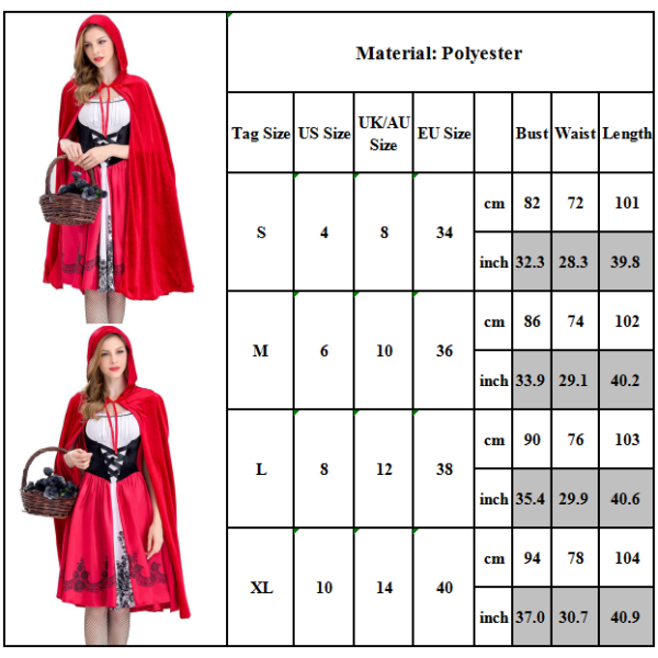 Wizard Hooded Cape for kvinner Full Length Robe Cosplay Costumes XL S