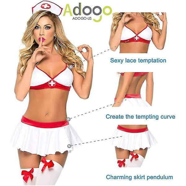 Undertøj Sexet jakkesæt Outfit Sæt Babydoll Soveværelse Bryllupsrejse Cosplay Sygeplejerske Tøj S-3xl M