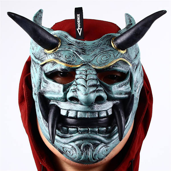 Caraele Oni Devil Perinteinen japanilainen Halloween-naamio Demoni Fancy Mekko Cosplay Latex Mask -asusteet x10106b
