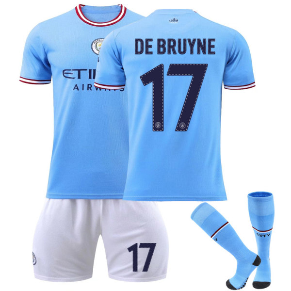 22/23 Manchester City Hemma Barn Fotbollströja Träningsdräkter / DE BRUYNE 17 Kids 22(120-130CM)